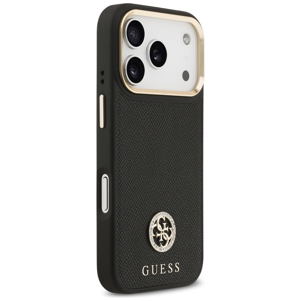 Etui MagSafe dla Apple iPhone 17 Pro, Guess, Grained Strass Logo, Czarne