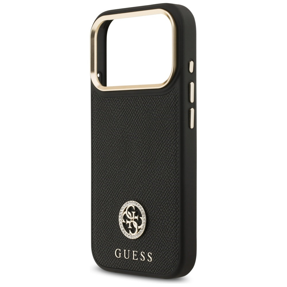 Etui MagSafe dla Apple iPhone 17 Pro, Guess, Grained Strass Logo, Czarne