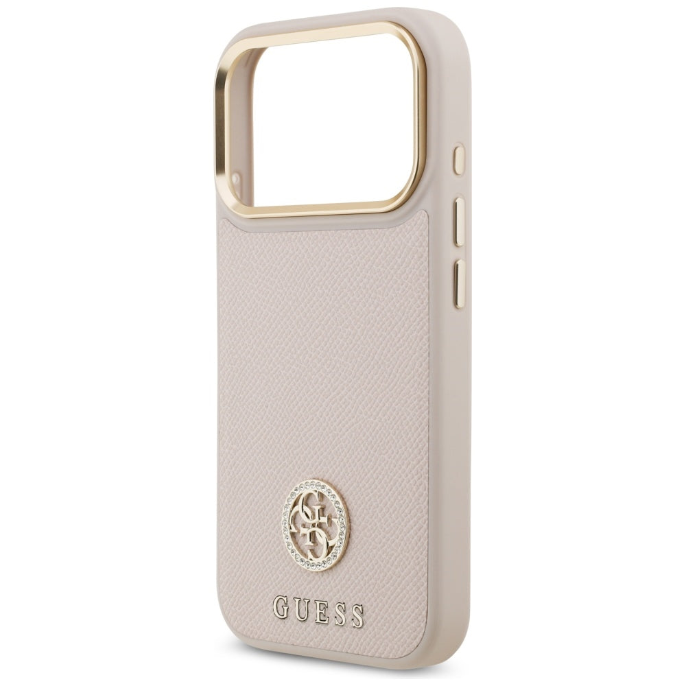 Etui MagSafe dla Apple iPhone 17 Pro, Guess, Grained Strass Logo, Różowy