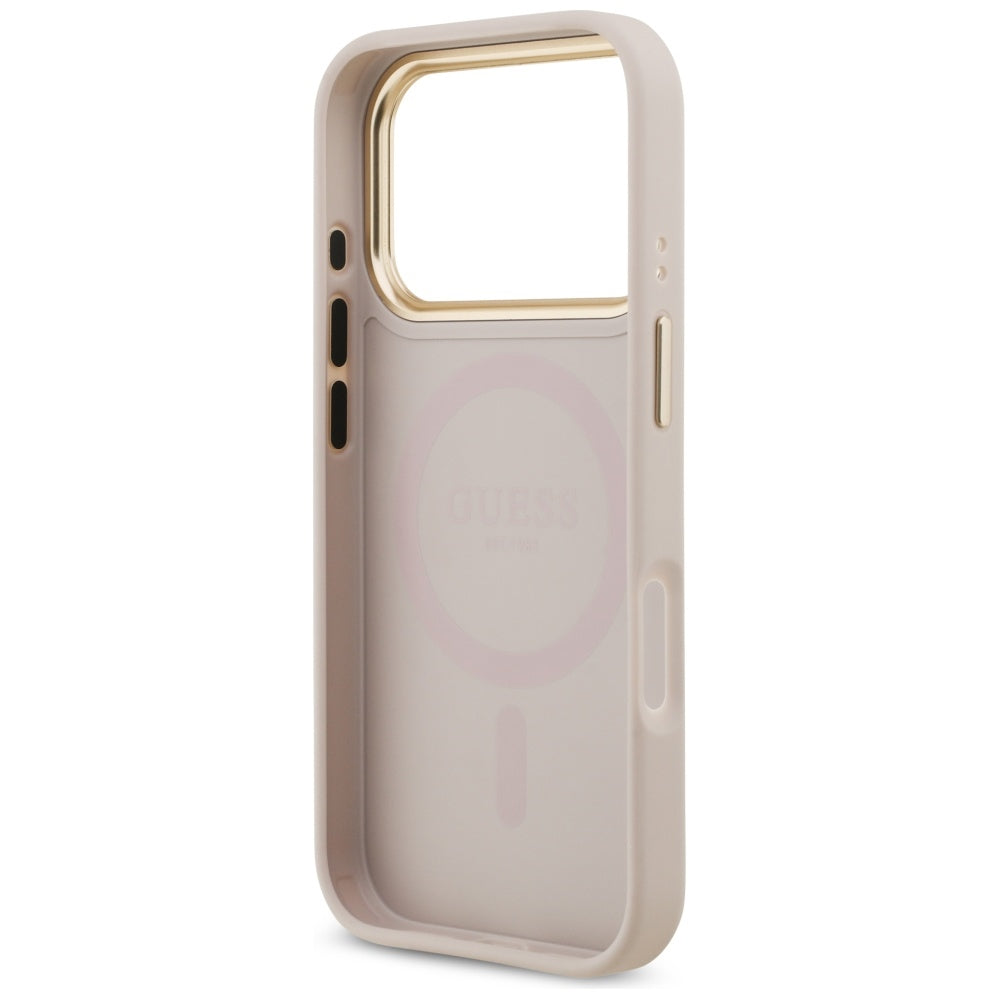 Etui MagSafe dla Apple iPhone 17 Pro, Guess, Grained Strass Logo, Różowy