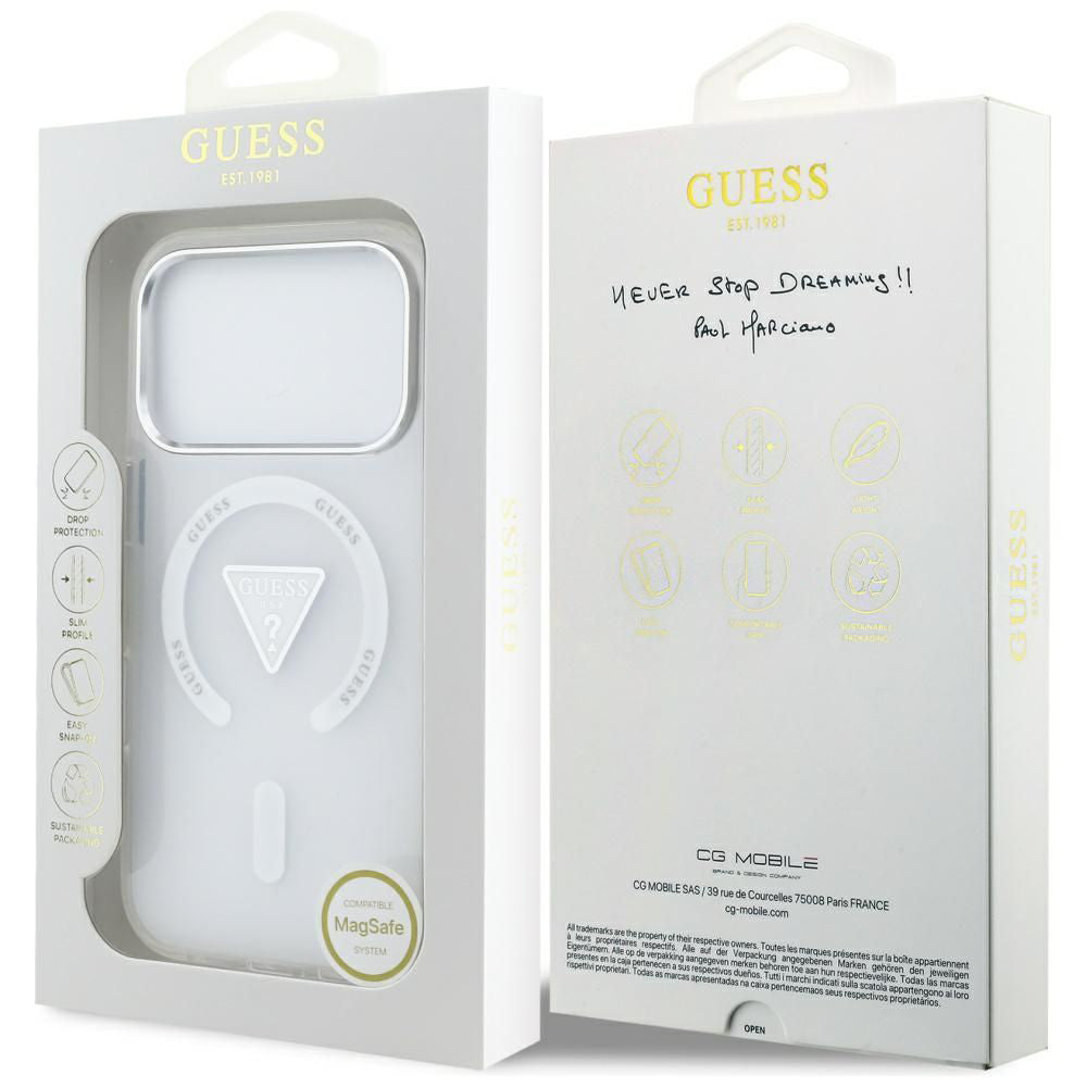 Etui MagSafe dla Apple iPhone 17 Pro, Guess, IML Gradient Triangle Logo, Przezroczyste