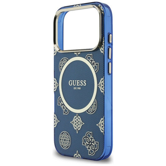 Etui MagSafe dla Apple iPhone 17 Pro, Guess, IML Peony Dot, Niebieskie