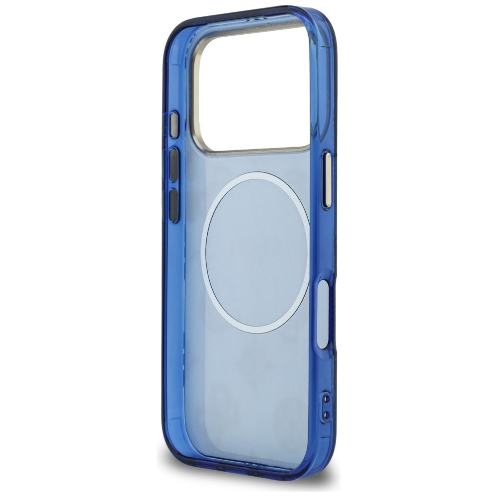 Etui MagSafe dla Apple iPhone 17 Pro, Guess, IML Peony Dot, Niebieskie