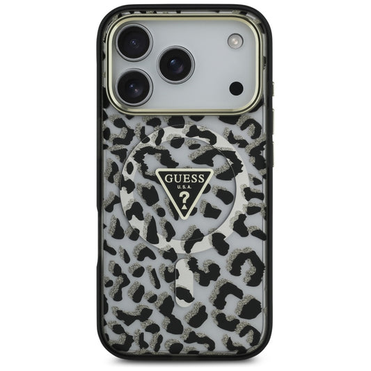 Etui MagSafe dla Apple iPhone 17 Pro, Guess, Leopard Glitter, Czarne