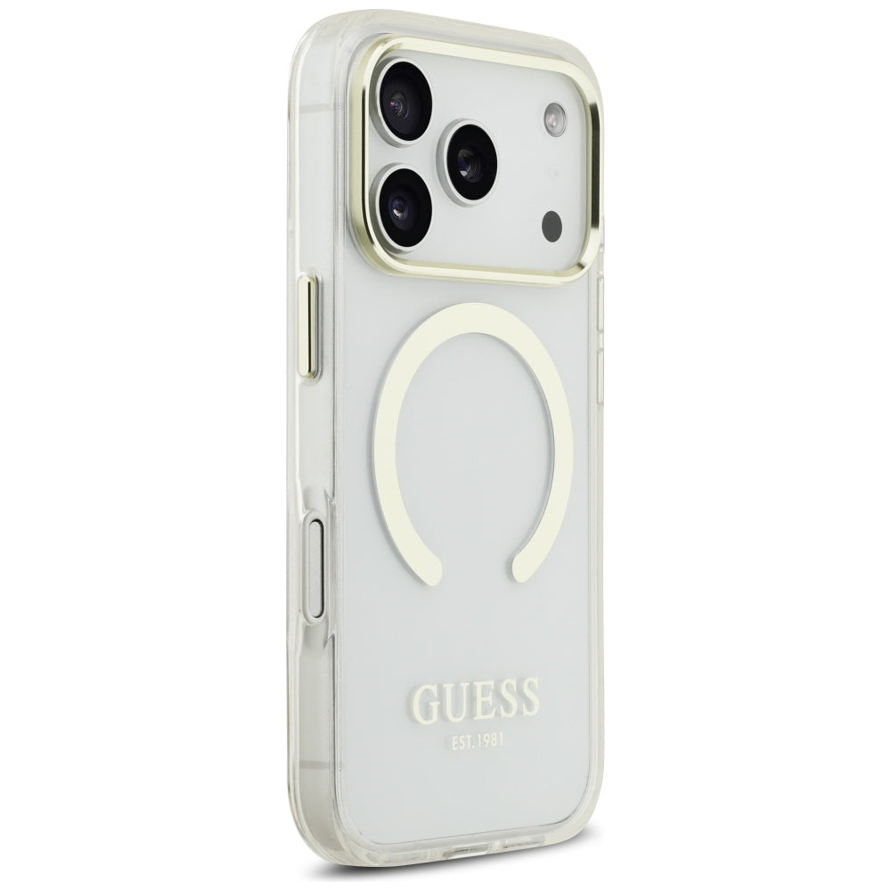 Etui MagSafe dla Apple iPhone 17 Pro, Guess, Metal Outline, Złote