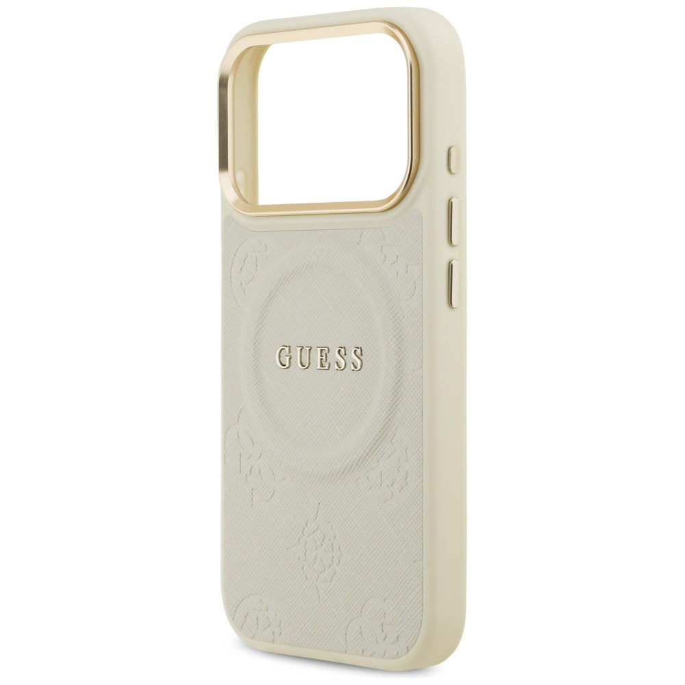 Etui MagSafe dla Apple iPhone 17 Pro, Guess, Peony Hot Stamp, Beżowy