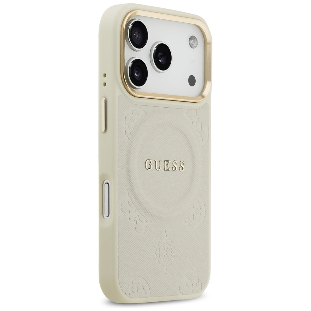 Etui MagSafe dla Apple iPhone 17 Pro, Guess, Peony Hot Stamp, Beżowy