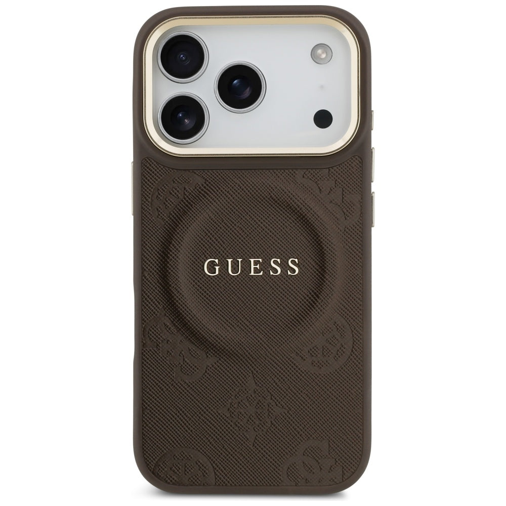 Etui MagSafe dla Apple iPhone 17 Pro, Guess, Peony Hot Stamp, Brązowy