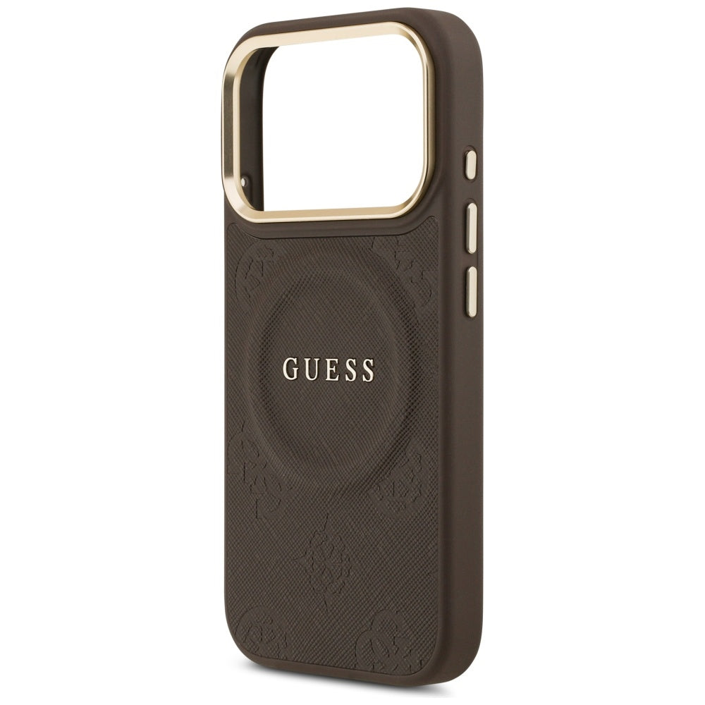Etui MagSafe dla Apple iPhone 17 Pro, Guess, Peony Hot Stamp, Brązowy