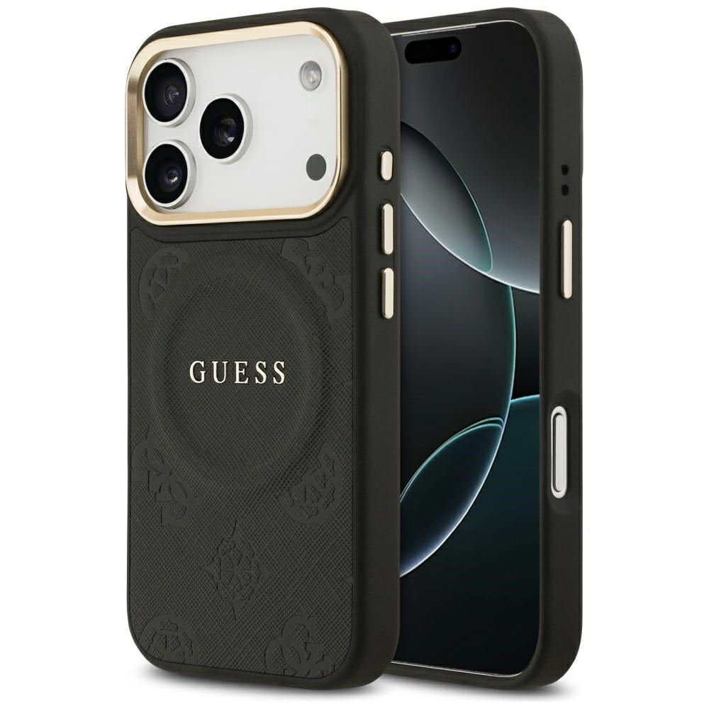 Etui MagSafe dla Apple iPhone 17 Pro, Guess, Peony Hot Stamp, Czarne