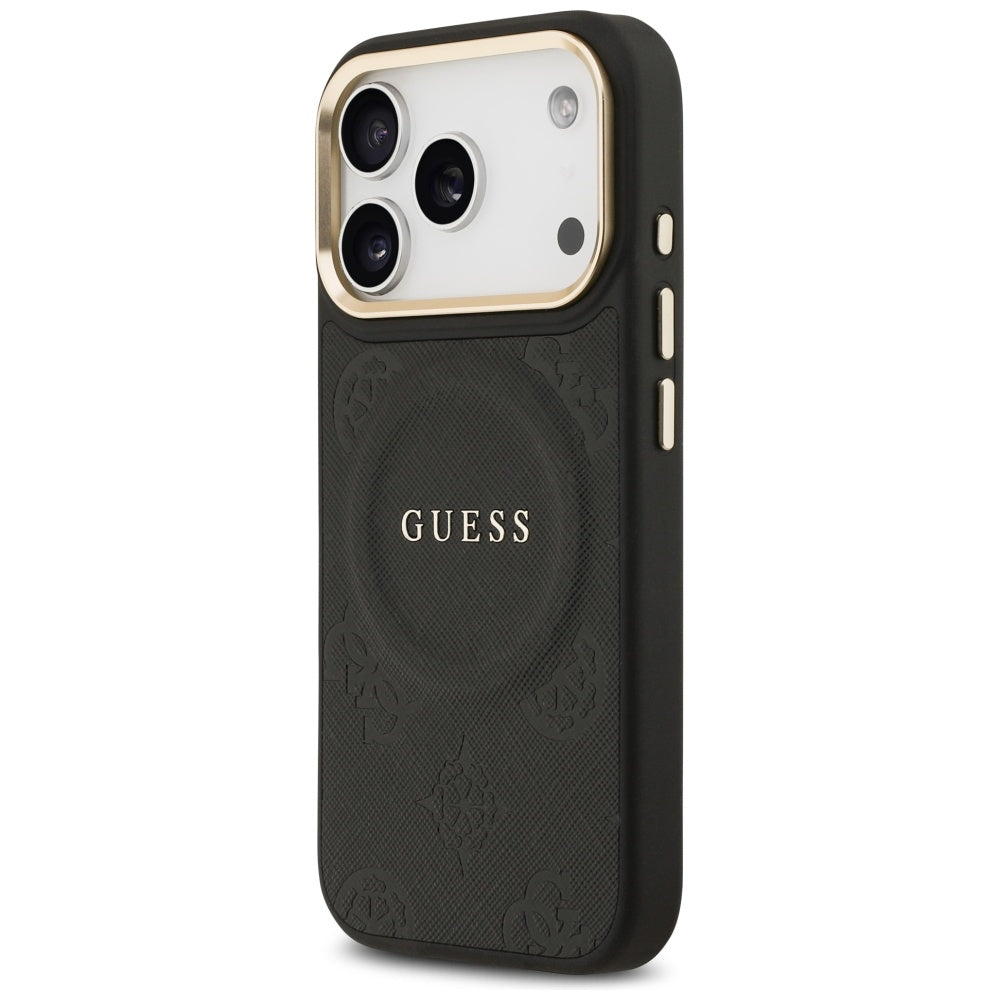 Etui MagSafe dla Apple iPhone 17 Pro, Guess, Peony Hot Stamp, Czarne