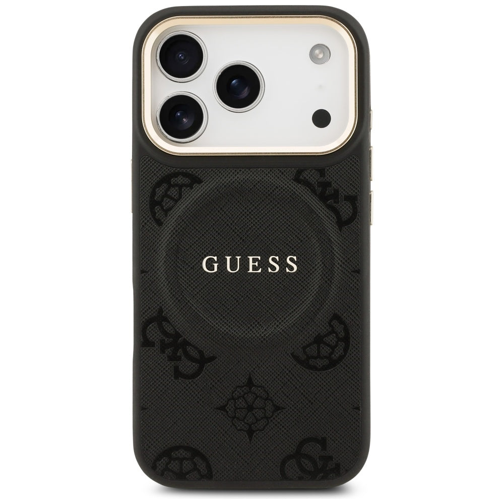 Etui MagSafe dla Apple iPhone 17 Pro, Guess, Peony Hot Stamp, Czarne