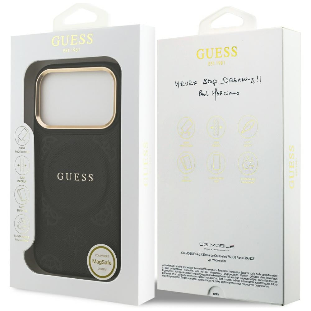 Etui MagSafe dla Apple iPhone 17 Pro, Guess, Peony Hot Stamp, Czarne