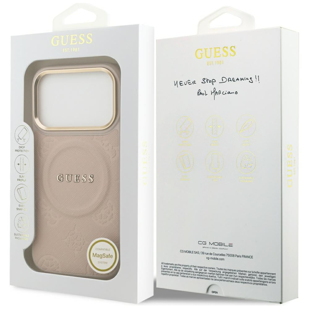 Etui MagSafe dla Apple iPhone 17 Pro, Guess, Peony Hot Stamp, Różowy