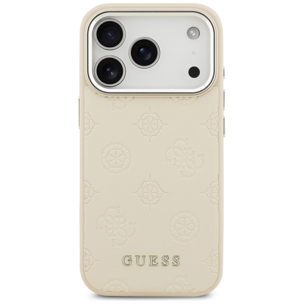 Etui MagSafe dla Apple iPhone 17 Pro, Guess, Peony Hot Stamp Script, Beżowy