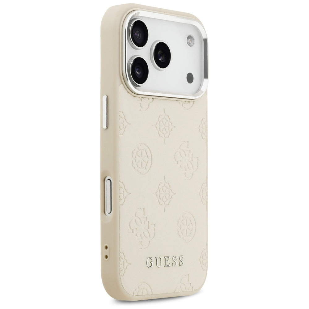 Etui MagSafe dla Apple iPhone 17 Pro, Guess, Peony Hot Stamp Script, Beżowy