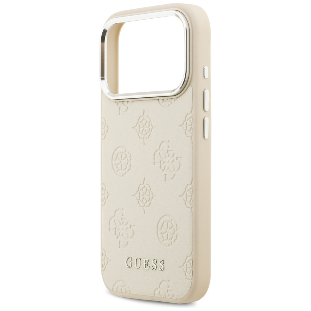 Etui MagSafe dla Apple iPhone 17 Pro, Guess, Peony Hot Stamp Script, Beżowy