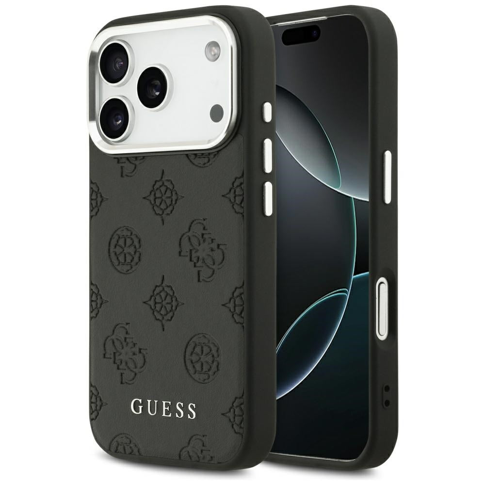 Etui MagSafe dla Apple iPhone 17 Pro, Guess, Peony Hot Stamp Script, Czarne