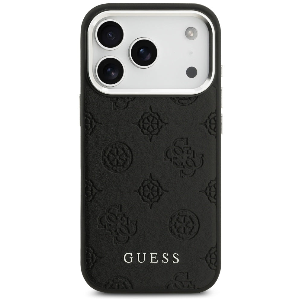 Etui MagSafe dla Apple iPhone 17 Pro, Guess, Peony Hot Stamp Script, Czarne