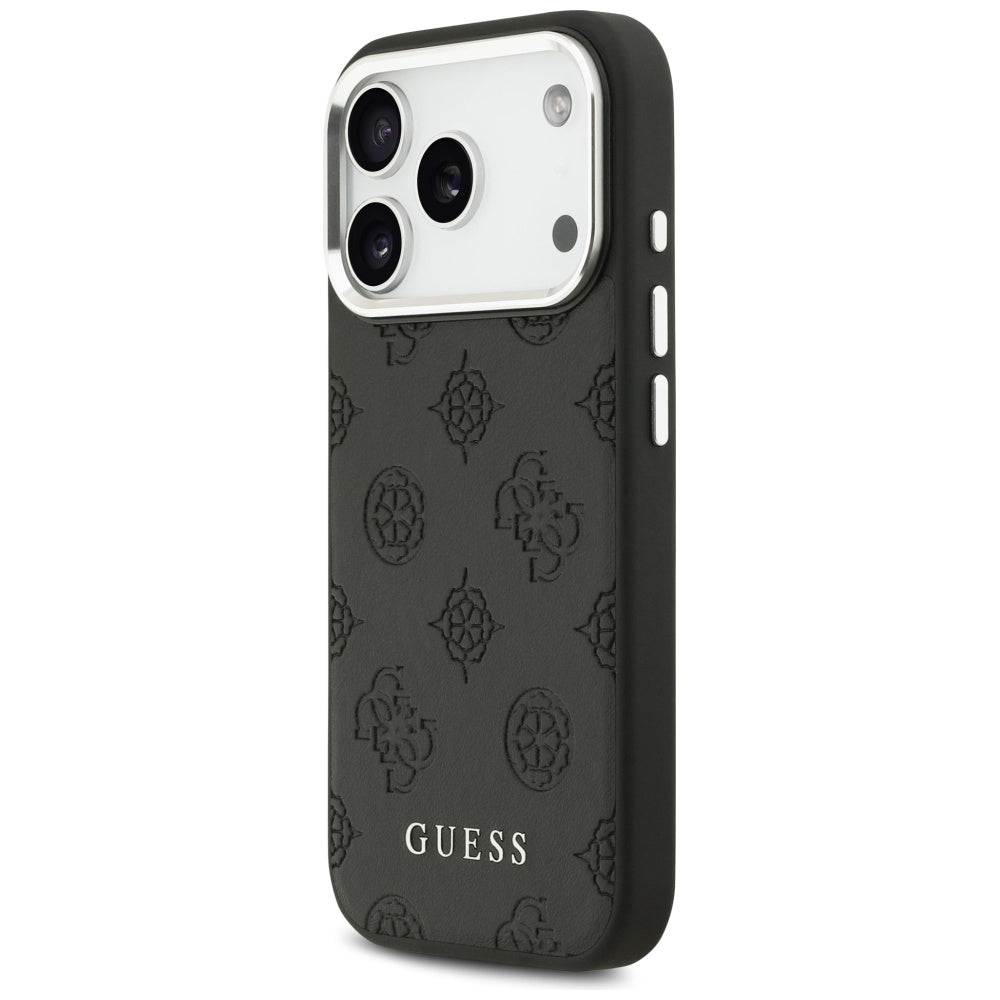 Etui MagSafe dla Apple iPhone 17 Pro, Guess, Peony Hot Stamp Script, Czarne