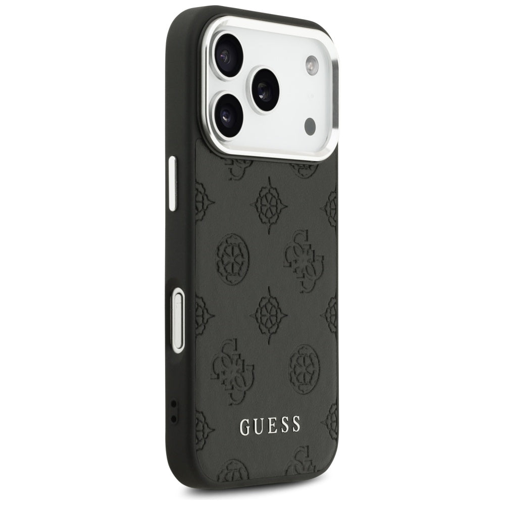 Etui MagSafe dla Apple iPhone 17 Pro, Guess, Peony Hot Stamp Script, Czarne