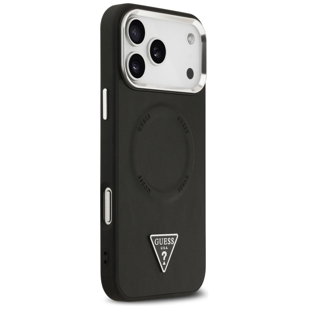 Etui MagSafe dla Apple iPhone 17 Pro, Guess, Triangle Logo, Czarne Srebrne