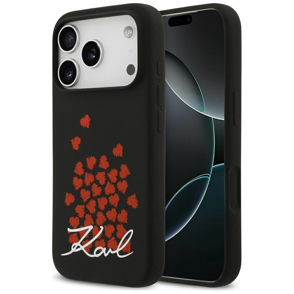 MagSafe Case for Apple iPhone 17 Pro, Karl Lagerfeld, Heart Sign Logo, Black