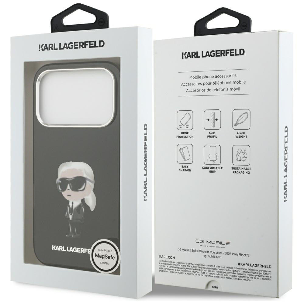 Etui MagSafe dla Apple iPhone 17 Pro, Karl Lagerfeld, IML Aquarelle Karl Ikonik, Czarne