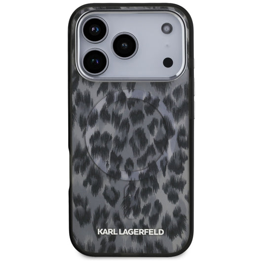 Etui MagSafe dla Apple iPhone 17 Pro, Karl Lagerfeld, Wzór Leopard IML, Czarne