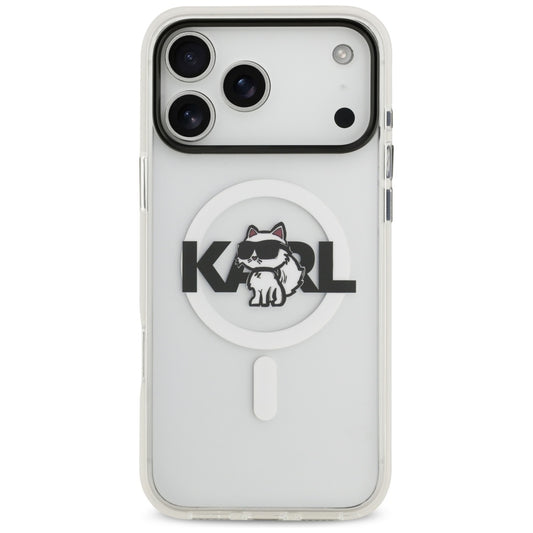 Etui MagSafe dla Apple iPhone 17 Pro, Karl Lagerfeld, IML Sketch Logo Choupette, Przezroczyste