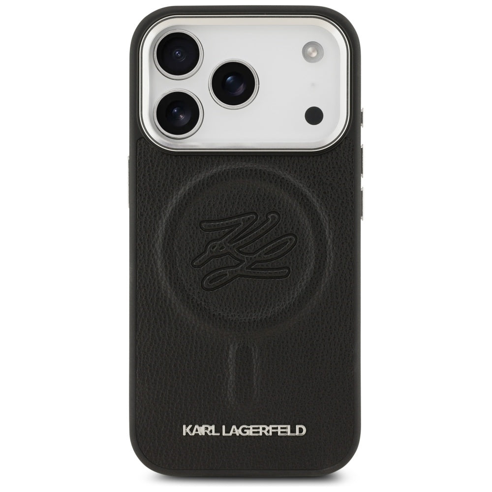 Etui MagSafe dla Apple iPhone 17 Pro, Karl Lagerfeld, Initial & Metal Logo, Czarne