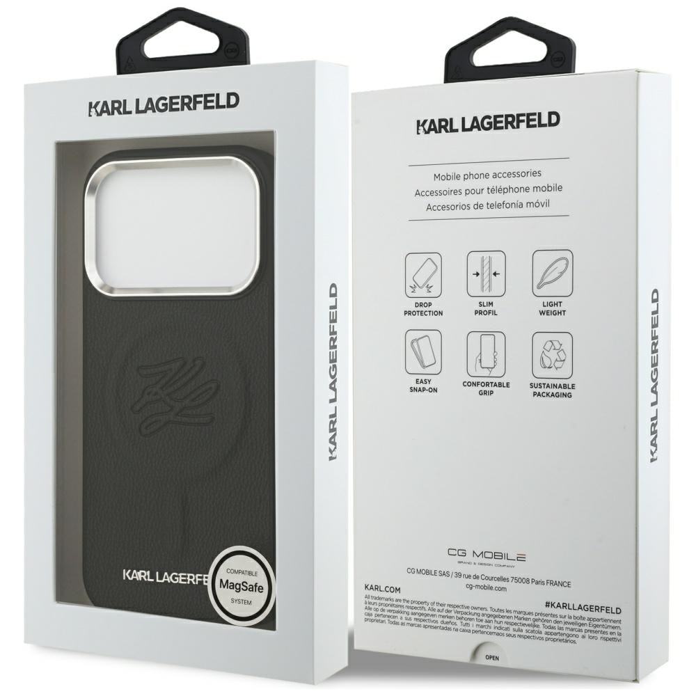 Etui MagSafe dla Apple iPhone 17 Pro, Karl Lagerfeld, Initial & Metal Logo, Czarne