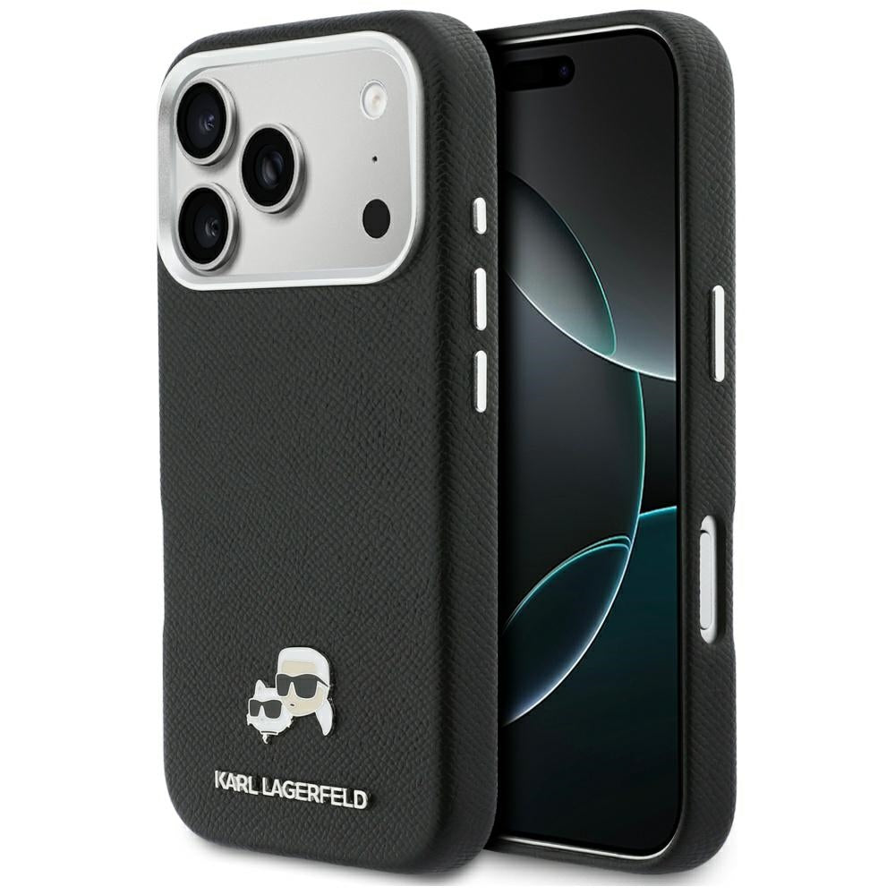 Etui MagSafe dla Apple iPhone 17 Pro, Karl Lagerfeld, Karl & Choupette Head's Pin, Czarne
