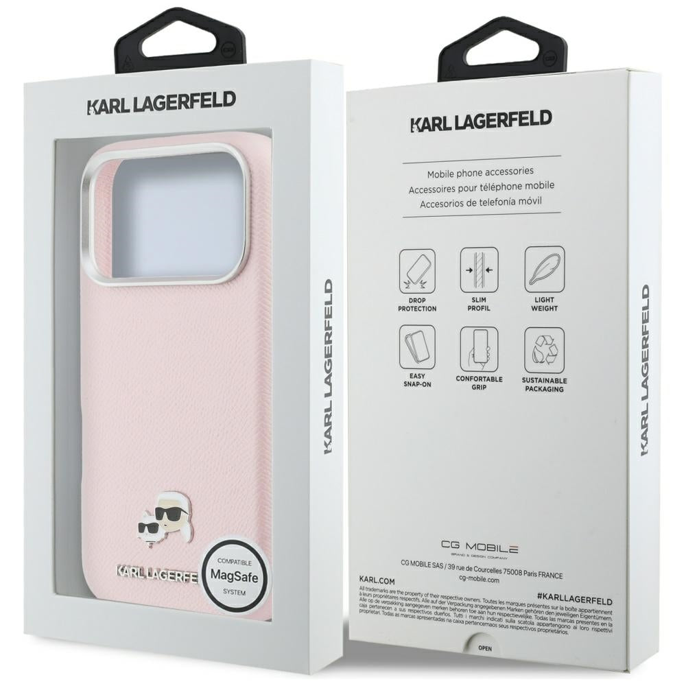 Etui MagSafe dla Apple iPhone 17 Pro, Karl Lagerfeld, Karl & Choupette Head's Pin, Różowy