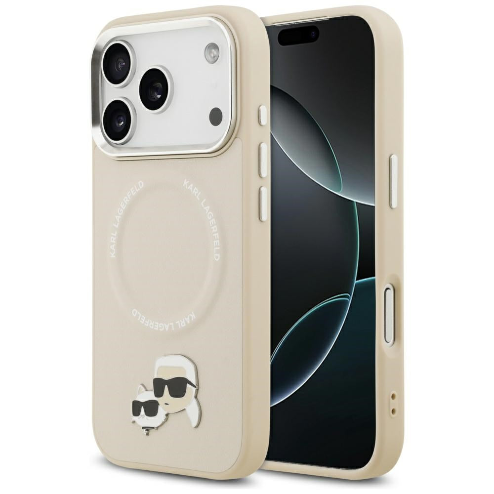 MagSafe Case for Apple iPhone 17 Pro, Karl Lagerfeld, Karl & Choupette Pins, Beige