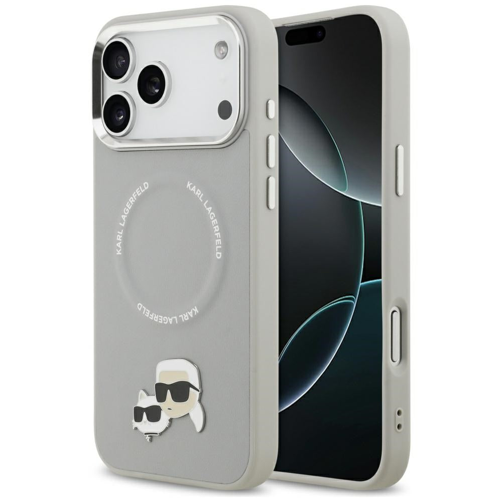 Etui MagSafe dla Apple iPhone 17 Pro, Karl Lagerfeld, Karl & Choupette Pins, Szary