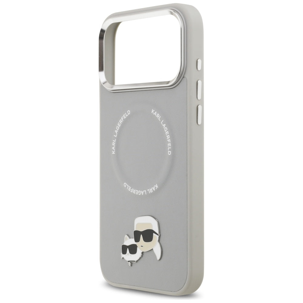 Etui MagSafe dla Apple iPhone 17 Pro, Karl Lagerfeld, Karl & Choupette Pins, Szary