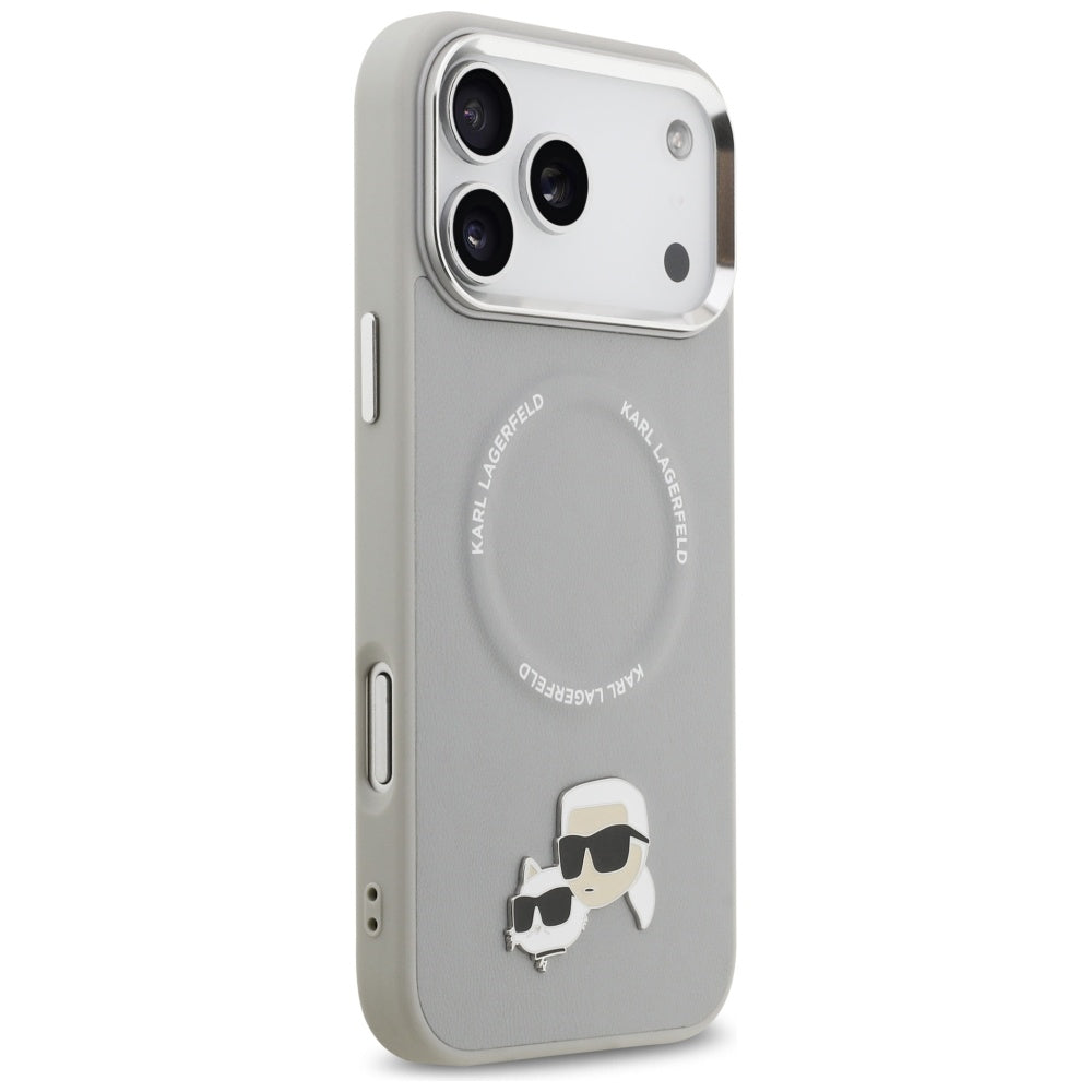 Etui MagSafe dla Apple iPhone 17 Pro, Karl Lagerfeld, Karl & Choupette Pins, Szary