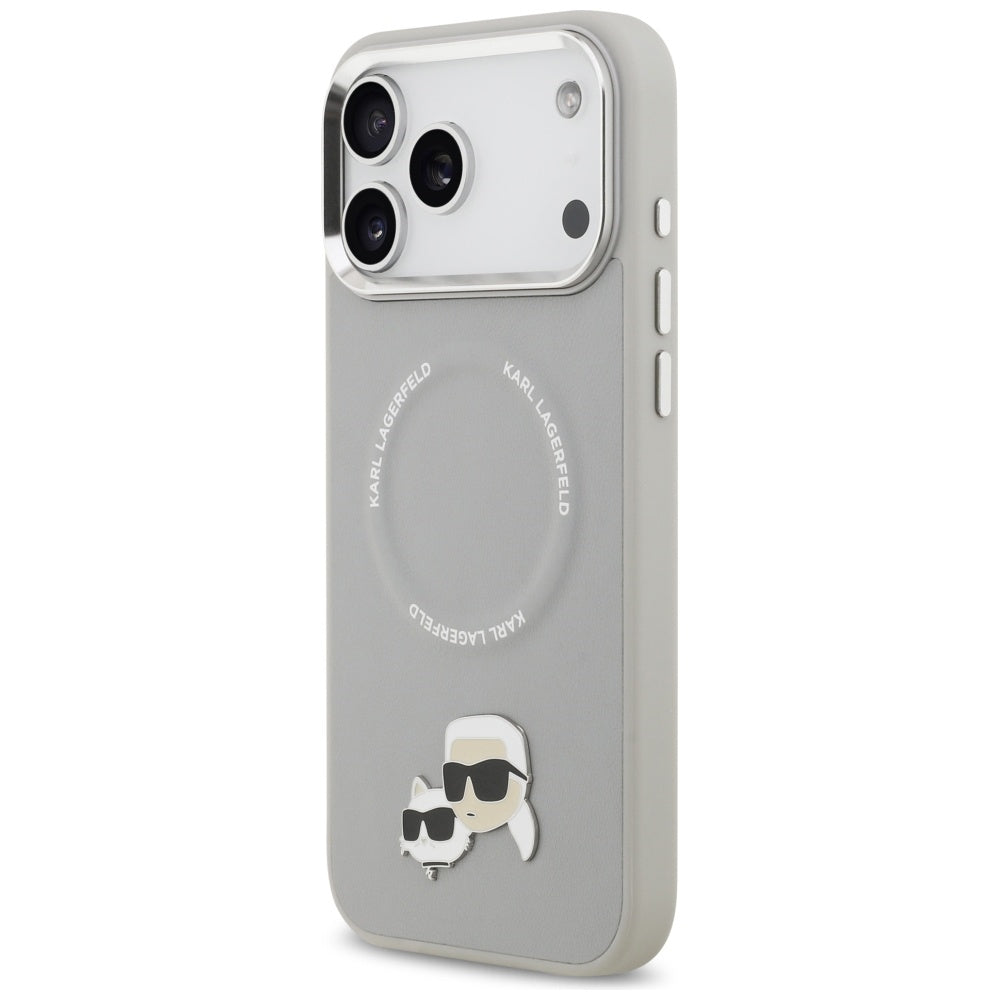 Etui MagSafe dla Apple iPhone 17 Pro, Karl Lagerfeld, Karl & Choupette Pins, Szary