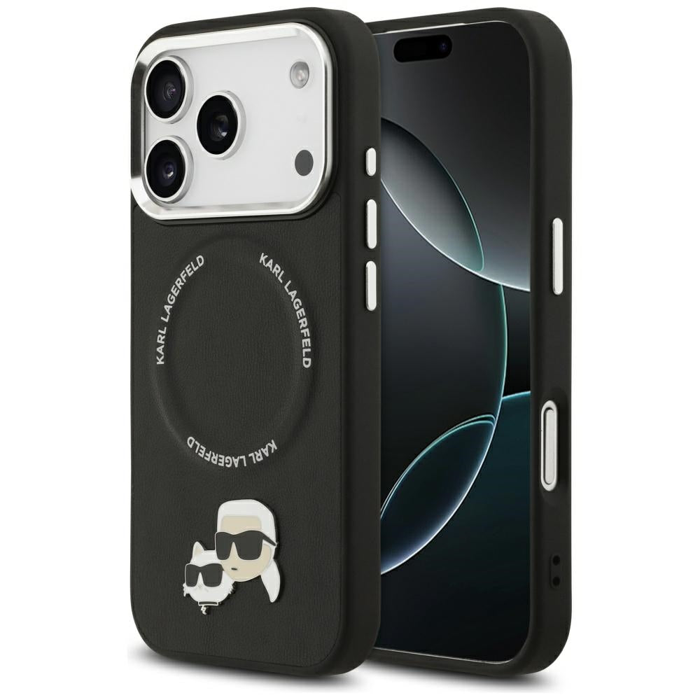 Etui MagSafe dla Apple iPhone 17 Pro, Karl Lagerfeld, Karl & Choupette Pins, Czarne