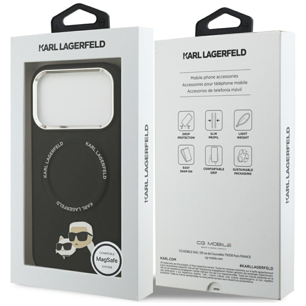 Etui MagSafe dla Apple iPhone 17 Pro, Karl Lagerfeld, Karl & Choupette Pins, Czarne