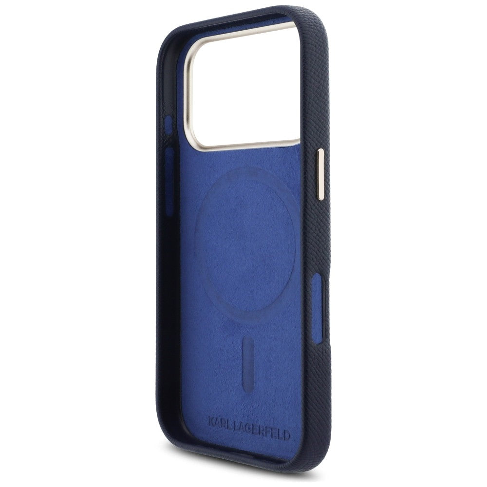 Etui MagSafe dla Apple iPhone 17 Pro, Karl Lagerfeld, logo Karl Head, Niebieskie