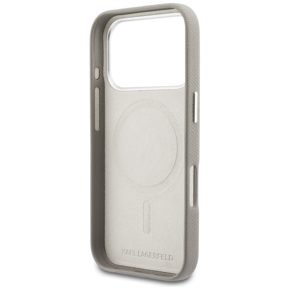 Etui MagSafe dla Apple iPhone 17 Pro, Karl Lagerfeld, logo Karl Head, szary