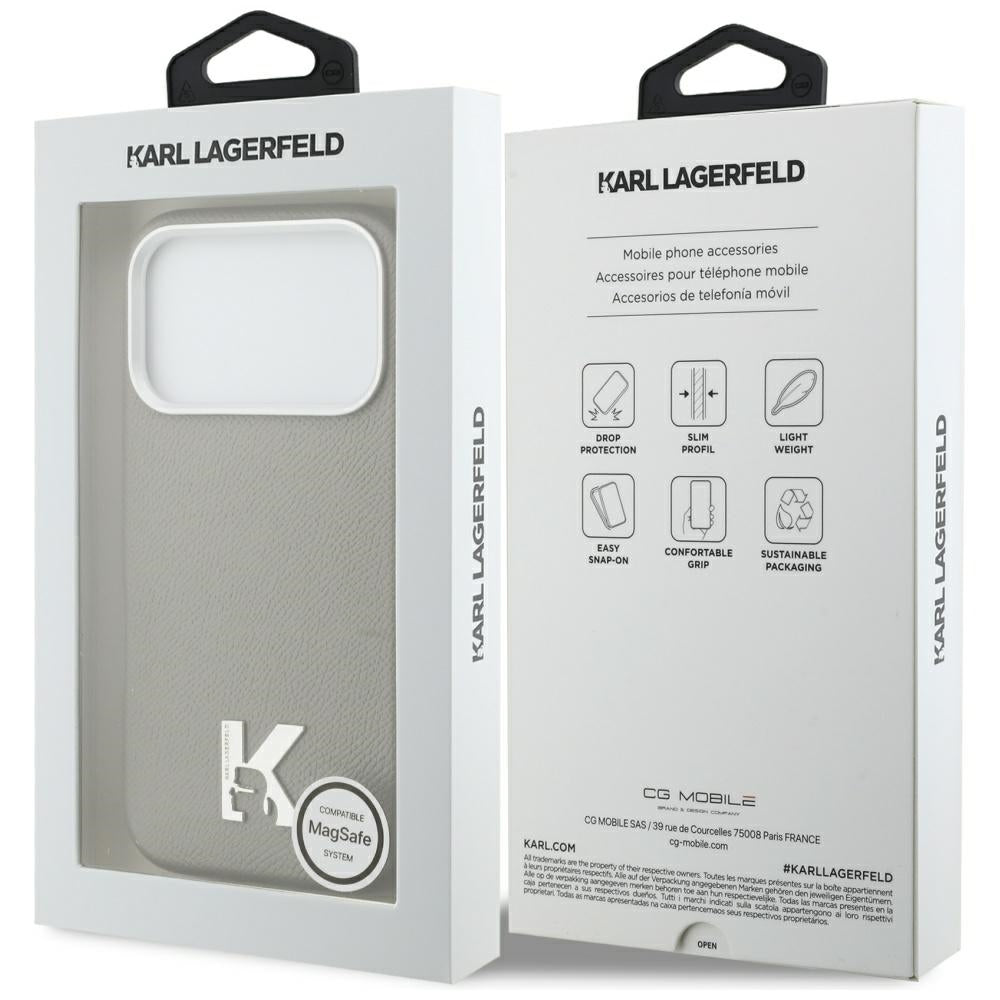 Etui MagSafe dla Apple iPhone 17 Pro, Karl Lagerfeld, logo Karl Head, szary