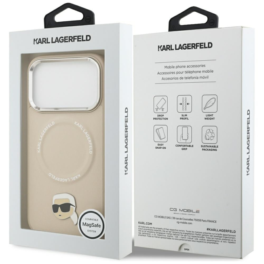 Etui MagSafe dla Apple iPhone 17 Pro, Karl Lagerfeld, Karl Pin, Beżowy