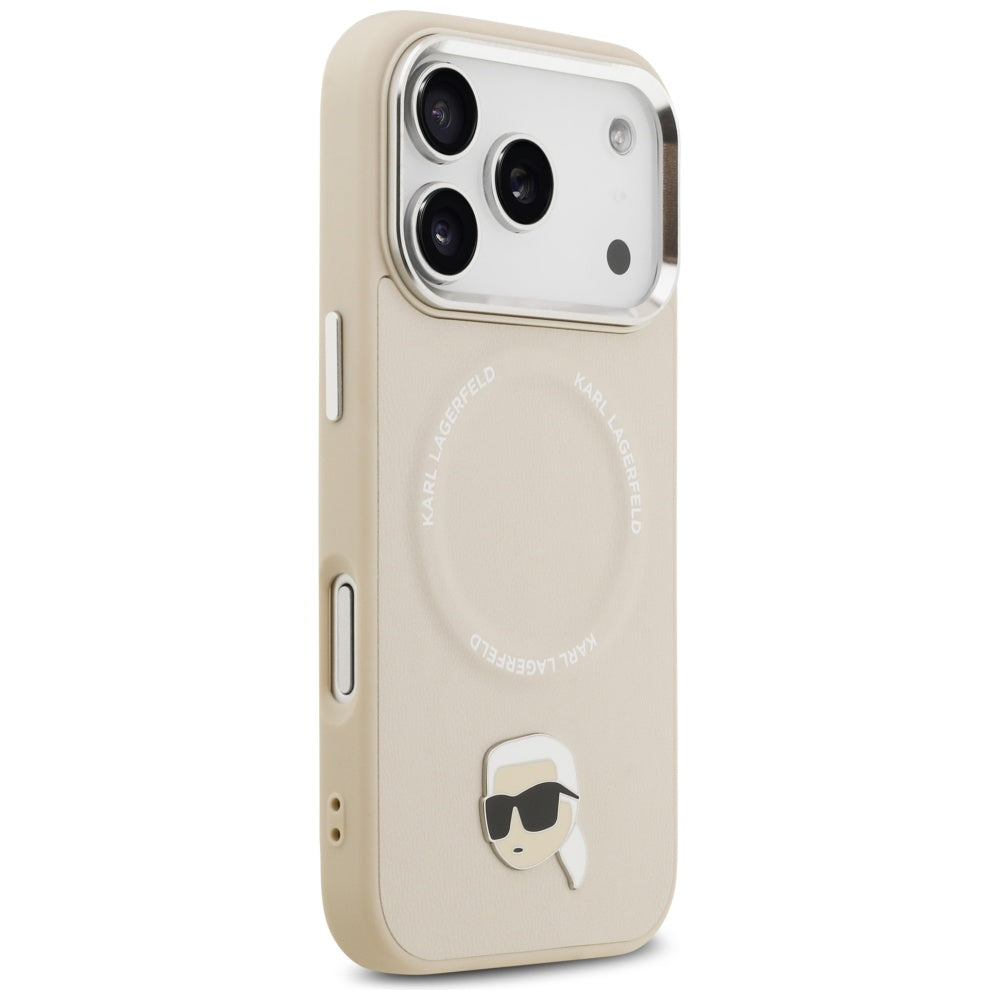 Etui MagSafe dla Apple iPhone 17 Pro, Karl Lagerfeld, Karl Pin, Beżowy
