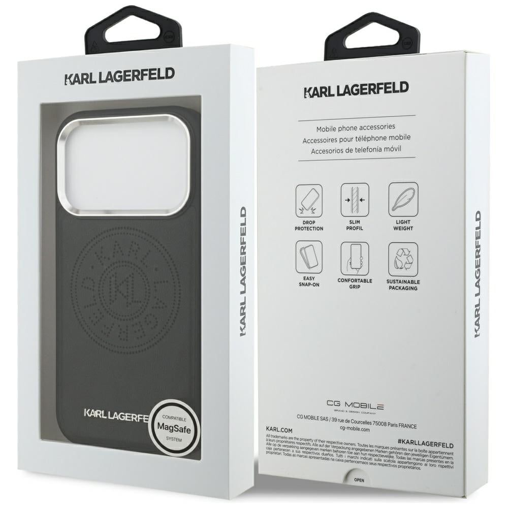 Etui MagSafe dla Apple iPhone 17 Pro, Karl Lagerfeld, Point & Metal Logo, Czarne