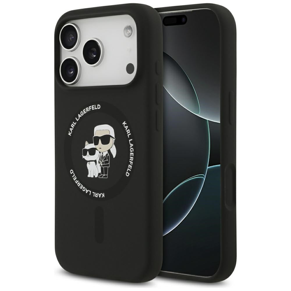 Etui MagSafe dla Apple iPhone 17 Pro, Karl Lagerfeld, Ring Karl & Choupette, Czarne