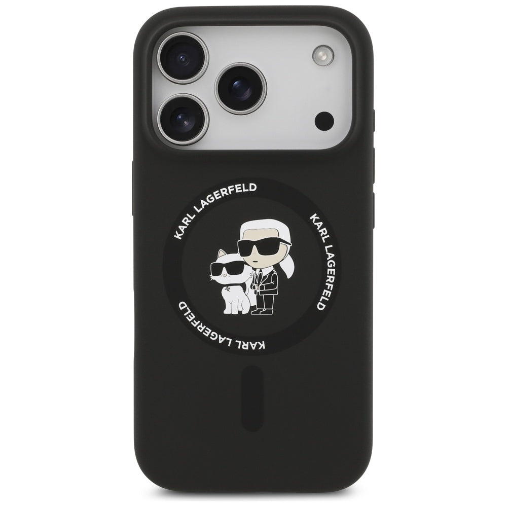 Etui MagSafe dla Apple iPhone 17 Pro, Karl Lagerfeld, Ring Karl & Choupette, Czarne