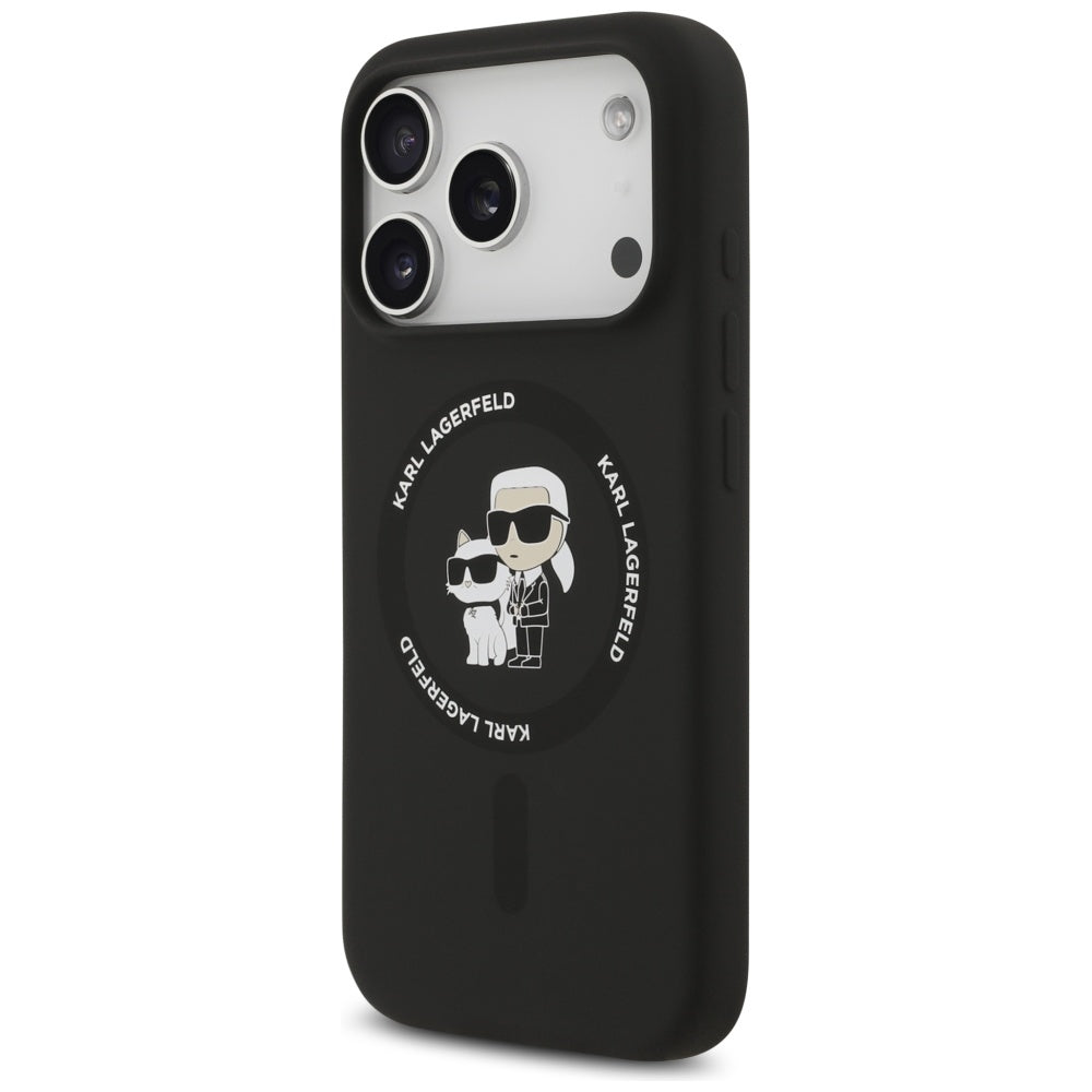 Etui MagSafe dla Apple iPhone 17 Pro, Karl Lagerfeld, Ring Karl & Choupette, Czarne